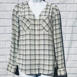 Express Plaid Button Down Blouse